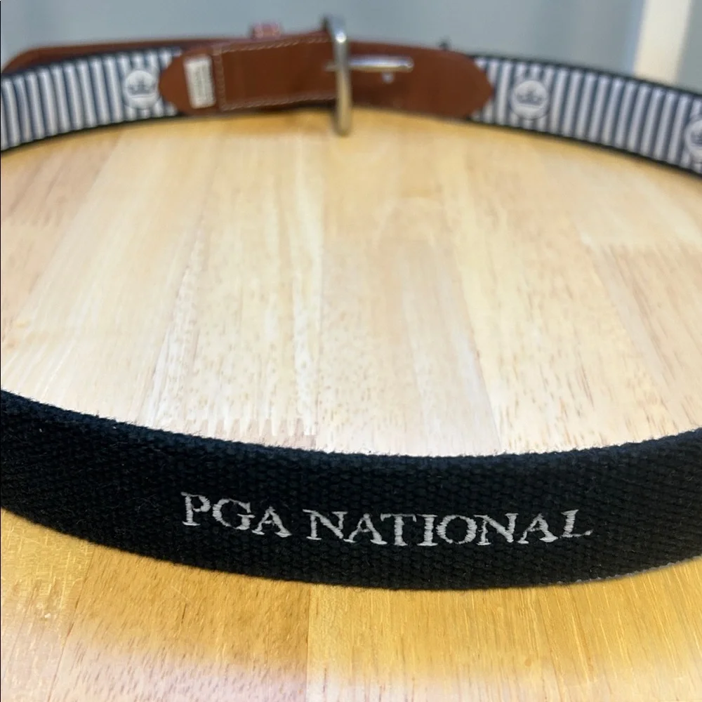 Peter Millar Belt Men's Size 40 Leather Cotton Canvas PGA National Bear Paw Golf